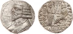 ANCIENT COINS, KINGS OF PARTHIA, Parthian Kingdom. Vologases I (second reign, c. AD 58-77). Billon Tetradrachm, 14.06g, Seleukeia on the Tigris, 376 SE (AD 64/5). Diademed bust of Vologases I left. Re