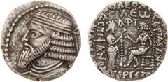 ANCIENT COINS, KINGS OF PARTHIA, Parthian Kingdom. Artabanos V (AD 79/80-c.85). Billon Tetradrachm, 14.08g, Seleukeia on the Tigris, 391 SE (AD 79/80). Diademed bust of Artabanos V left, hair in strai