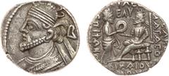 ANCIENT COINS, KINGS OF PARTHIA, Parthian Kingdom. Vologases III (c. AD 111-146). Billon Tetradrachm, 13.24g, Seleukeia on the Tigris, 435 SE (AD 123/4). Bust of Vologases III left, wearing tiara, B b