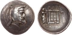 ANCIENT COINS, KINGS OF PERSIS, Kingdom of Persis. Orbozos (3rd Century BC). Silver Tetradrachm, 16.95g. Head of Orbozos right, with moustache and earring, wearing diadem and kyrbasia. Rev. Fire templ