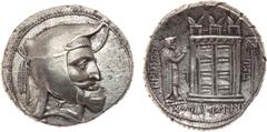 ANCIENT COINS, KINGS OF PERSIS, Kingdom of Persis. Orbozos (3rd Century BC). Silver Tetradrachm, 15.95g. Head of Orbozos right, with moustache and earring, wearing diadem and kyrbasia. Rev. Fire templ