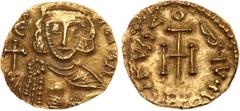 ANCIENT COINS, BYZANTINE, Anastasius II Artemius (AD 713-715). Gold Tremissis, 1.20g, contemporary imitation(?). Ravenna(?). Uncertain legend, crowned and draped bust of Anastasius II facing, holding 