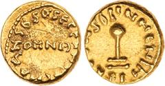 ANCIENT COINS, BYZANTINE, Arab-Byzantine. Anonymous issues. Gold Tremissis, 1.48g, c.85-95h / AD 704-713, u ncertain mint in North Africa. Blundered Latin legend around and continuing across field, th