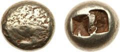 ANCIENT COINS, ANCIENT GREEK, Ionia (c.670 BC). Electrum Trite, 4.60g. Lightly striated surface (perhaps an earlier prototype of the clearly striated issues). Rev. two incuse punches, side-by-side (SN