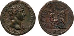 ANCIENT COINS, ROMAN, Trajan (AD 98-117). AE Sestertius, 25.98g, 6h. Mint of Rome, struck AD 103. IMP CAES NERVA TRAIAN AVG GERM DACICVS P M , laureate bust facing right, wearing an aegis. Rev. TR P V
