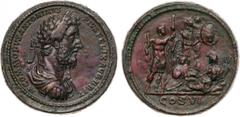 ANCIENT COINS, ROMAN, C ommodus (AD 177-192). Æ Medallion, 83.22g, 12h, 42mm. Struck AD 190-191. M COMMODVS ANTONINVS PIVS FELIX AVG BRIT , laureate and bearded bust of Commodus right, wearing a palud
