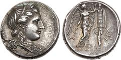 Ancient Coins, ANCIENT GREEK COINS Sicily, Syracuse. Agathokles. Silver Tetradrachm (17.17 g), 317-289 BC. Ca. 310/08-306/5 BC. KORAS, wreathed head of Kore right, wearing single-pendant earring and n