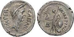 Ancient Coins, ROMAN IMPERATORIAL PERIOD Julius Caesar. Silver Denarius (4.19 g), 44 BC. Rome. M. Mettius, moneyer. IMPER CAESAR, wreathed head of Julius Caesar right. Rev. M METTIVS, Venus standing f