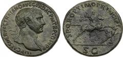 Ancient Coins, ROMAN EMPIRE Trajan, AD 98-117. AE Sestertius (25.52g). Mint of Rome, AD 103-111. IMP CAES NERVAE TRAIANO AVG GER DAC PM TR P COSV PP. laureate head right., drapery on left. shoulder. R
