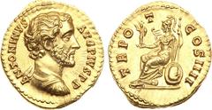 Ancient Coins, ROMAN EMPIRE Antoninus Pius. Gold Aureus (7.48 g), AD 138-161. Rome, AD 145-147. ANTONINVS AVG PIVS P P, bare-headed and cuirassed bust of Antoninus Pius right. Rev. TR POT COS IIII, Ro