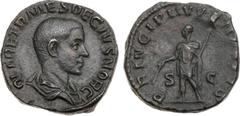 Ancient Coins, ROMAN EMPIRE Herennius Etruscus. Æ Sestertius (19.36 g), as Caesar, AD 250-251. Rome, under Trajan Decius, AD 250. Q HER ETR MES DECIVS NOB C, bare-headed and draped bust of Herennius E