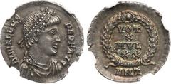 Ancient Coins, ROMAN EMPIRE Valens. Silver Siliqua (2.13 g), AD 364-378. Antioch, AD 367-375. D N VALENS PER F AVG, diademed, draped and cuirassed bust of Valens right. Rev. VOT/X/MVL/XX in four lines