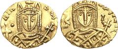 Ancient Coins, BYZANTINE EMPIRE Irene. Gold Solidus (3.88g), 797-802. Syracuse, 798-802. [EI]-RIN bAS[ILIS], crowned bust of Irene facing, wearing loros, holding globus cruciger and cross-tipped scept