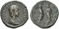 ROMAN COINS ROMAN EMPIRE ANNIA FAUSTINA, his third wife, 221 No.: 317 Estimate: $ 12000 d=33 mm Sestertius. AE 26.49 g. ANNIA FAVSTI-NA AVGVSTA Draped bust r. wearing stephane. Rev. CON-CORDIA / SC An