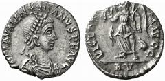 ROMAN COINS ROMAN EMPIRE VALENTINIANUS III, 425-455 No.: 370 Estimate: $ 3000 d=13 mm Half siliqua, Ravenna, AR 0.91 g. D N PLA VALENTINIANVS P F AVG Diademed, draped and cuirassed bust r. Rev. VICTOR