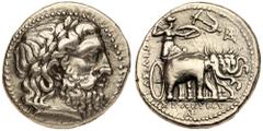 Seleukid Kingdom. Seleukos I Nikator. Silver Tetradrachm (17.22 g), 312-281 BC. Seleukeia on the Tigris II, ca. 296/5-281 BC. Laureate head of Zeus right. rev. BAΣIΛEΩΣ ΣEΛEYKOY, Athena, brandishing s