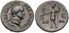 Roman Imperial Coinage Galba. Æ Sestertius (26.56 g), AD 68-69. Rome. IMP SER GALBA C-AES AVG TR P, laureate and draped bust of Galba right. Rev. RO-MA, S C across field, Roma standing facing, head le
