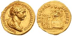 Roman Imperial Coinage Trajan. Gold Aureus (7.27 g, 7h), AD 98-117. Mint of Rome, A.D. 116. IMP CAES NER TRAIAN OPTIM AVG GER DAC PARTHICO, laureate, draped and cuirassed bust facing right. Rev. REGNA
