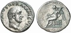 ROMAN COINS ROMAN EMPIRE VITELLIUS, 69. No.: 260 Estimate: $ 1700 d=18 mm Denarius. AR 3.50 g. VITELLIVS GERMANICVS IMP Bare head r. Rev. Victory, wearing sleeveless chiton, seated l., holding palm br