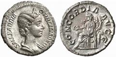 ROMAN COINS ROMAN EMPIRE ORBIANA, his wife. Denarius, 225. No.: 355 Estimate: $ 380 d=20 mm ORBIANA, his wife. Denarius, 225. AR 2.83 g. SALL BARBIA - ORBIANA AVG Draped, diademed bust r., her hair in