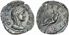 ROMAN COINS ROMAN EMPIRE DIVA PAULINA, his wife, † before 235. No.: 361 Estimate: $ 1200 d=35 mm Sestertius, posthumous, 236. AE 22.58 g. Similar to previous. Rev. CONSECRATIO / S-C Similar to previou