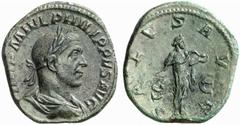 ROMAN COINS ROMAN EMPIRE PHILIPPUS I ARABS, 244-249. No.: 370 Estimate: $ 180 d=32 mm PHILIPPUS I ARABS, 244-249. Sestertius. AE 16.45 g. IMP M IVL PHILIPPVS AVG Laureate, draped and cuirassed bust r.
