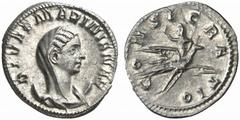 ROMAN COINS ROMAN EMPIRE MARINIANA, wife of Valerianus I, †254. No.: 379 Estimate: $ 550 d=23 mm MARINIANA, wife of Valerianus I, †254. Antoninianus, posthumous. AR 3.82 g. DIVAE MARINIANAE Draped bus