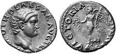 ANCIENT COINS ROMAN COINS IMPERIAL COINAGE OTHO, 69 No.: 628 Estimation: $ 2500.- d=17 mm Denarius. AR 3.34 g. IMP M OTHO CAESAR AVG TR P Bare head r. Rev. VICTORIA - OTHONIS Victoria flying l., holdi