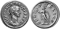 ANCIENT COINS ROMAN COINS IMPERIAL COINAGE CARUS, 282-283 No.: 767 Estimation: $ 1700.- d=18 mm Aureus. AV 4.48 g. IMP C M AVR CARVS PF AVG Laureate, draped and cuirassed bust r. Rev. SPES - PVBLICA S