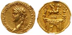 Roman Imperial Coinage Nero Claudius Drusus. Gold Aureus (7.82 g), died 9 BC. Lugdunum, under Claudius, AD 41/2. NERO CLAVDIVS DRVSVS GERMANICVS IMP, laureate head of Nero Claudius Drusus left. Revers