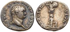 Roman Imperial Coinage Titus. Silver Denarius (3.27 g), AD 79-81. Judaea Capta type. Rome, AD 79. IMP TITVS CAES VESPASIAN AVG P M, laureate head of Titus right. Reverse: TR P VIIII IMP XV COS VII P P