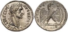 Roman Imperial Coinage Nerva. Silver Tetradrachm (15.41 g), AD 96-98. Antioch in Syria, New Holy Year 2 (AD 97/8). Laureate bust of Nerva right, aegis at point of bust. Reverse: Eagle standing facing,