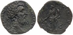 Roman Imperial Coinage Didius Julianus, AE Sestertius (17.76 g) AD 193. Rome. IMP CAES M DID SEVER IVLIAN AVG, laureate head of Didius Julianus right. Reverse: [P M T]R P COS, S C across field, Fortun