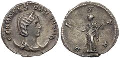 Roman Imperial Coinage Cornelia Supera. Silver Antoninianus (3.71 g), Augusta, AD 253. Rome, under Aemilian. C CORNEL S-VPERA AVG, diademed and draped bust of Cornelia Supera right, set on a crescent.