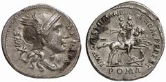 ROMAN COINS ROMAN EMPIRE TRAIANUS, 98-117. Restored denarius of Decius Mus., about 107. AR 2.64 g. DECIVS - MVS Head of Roma r., wearing winged helmet; behind, mark of value X. Rev. IMP CAES TRAIAN AV