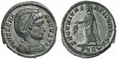 ROMAN COINS ROMAN EMPIRE HELENA, mother of Constantine I, † 328. Nummus, Treveri, about 326. AE 3.03 g. FL HELENA - AVGVSTA Draped, diademed bust r. Rev. SECVRITAS - REI PVBLICE / PTR Securitas in lon
