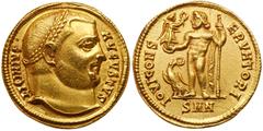 Roman Imperial Coinage Licinius I. Gold Aureus (5.29 g), AD 308-324. Nicomedia, AD 316. LICINIVS AVGVSTVS, Laureate bust of Licinius I facing right. Reverse: IOVI CONS-ERVATORI, Jupiter standing facin