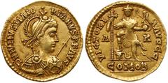 Roman Imperial Coinage Majorian. Gold Solidus (4.35 g), AD 457-461. Arelate. D N IVLIVS MAIO-RIANVS P F AVG, Diademed, helmeted, and cuirassed bust of Majorian right, holding spear forward and shield 