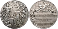 Russian Coins and Medals edal. Silver. 70 mm. By Daniel Dupuis. On the Laying of the Cornerstone of the Pont Alexandre III in Paris, 1900. MStamped "ARGENT" on the edge. Diakov 1320.1 (R2). Russia and