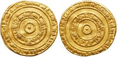 Medieval Islamic Fatimid, al-'Aziz Nizar, AH 365-386/ CE 975-996, Gold Dinar (4.10g). Al-Mansuriya mint, AH 366. Two concentric legends with broad empty band between, pellet at center. Elusive date fo