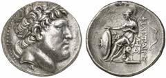 GREEK COINS FROM OTHER PROPERTIES KINGDOM OF PERGAMUM EUMENES I, king 262-241 B.C. Tetradrachm. AR 17.01 g. Head r. of Philetaerus, founder of the dynasty, wearing diadem-entwined laurel wreath. Rev. 