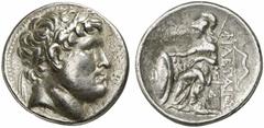 GREEK COINS FROM OTHER PROPERTIES KINGDOM OF PERGAMUM EUMENES I, king 262-241 B.C. Tetradrachm. AR 16.93 g. Head r. of Philetaerus, founder of the dynasty, wearing diadem-entwined laurel wreath. Rev. 