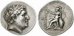 GREEK COINS FROM OTHER PROPERTIES KINGDOM OF PERGAMUM ATTALUS I, king 241-197 B.C. Tetradrachm. AR 16.84 g. Laureate head r. of Philataerus, founder of the dynasty. Rev. ΦΙΛΕΤΑΙΡΟΥ Athena, wearing cre