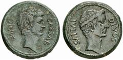 GREEK COINS UNDER ROMAN RULE ITALY UNCERTAIN MINT Divos Iulius. Bronze, about 38 B.C. AE 21.16 g. CAESAR - DIVI F Bare head r. of Octavianus. Rev. DIVOS - IVLIVS Laureate head of J. Caesar r. RPC I, 1