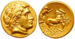 Greek Coinage Macedonian Kingdom. Philip III Arrhidaios. Gold Stater (8.59 g), 323-319 BC. Kolophon mint. Struck Menander or Kleitos,CA. 322-319 BC. In the types of Philip II. Laureate head of Apollo 