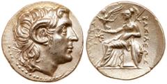 Greek Coinage Thracian Kingdom. Lysimachos. Silver Drachm (4.21 g), as King, 306-281 BC. Ephesos, ca. 295/4-289/8 BC. Diademed head of the deified Alexander right, with horn of Ammon. Reverse: BAΣIΛEΩ