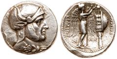 Greek Coinage Seleukid Kingdom. Seleukos I Nikator. Silver Tetradrachm (17.04 g), 312-281 BC. Susa, ca. 305/4-295 BC. Head of hero right (assimilating Seleukos I, Alexander the Great and Dionysos), we