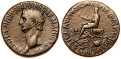 Roman Imperial Coinage Nero Claudius Drusus. Æ Sestertius (25.99 g), died 9 BC. Rome, under Claudius, AD 41/2. NERO CLAVDIVS DRVSVS GERMANICVS IMP, Bare head of Nero Claudius Drusus left. Reverse: TI 