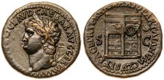 Roman Imperial Coinage Nero. Æ Sestertius (26.88 g), AD 54-68. Rome, ca. AD 66. [IMP NER]O CLAVD CAESAR AVG GER P M TR P P P, laureate head of Nero left, globe at point of neck. Reverse: PACE P R TERR