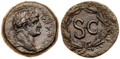 Roman Imperial Coinage Otho. Æ As (7.57 g), AD 69. Antioch in Syria. IMP M OTHO CAE AVG, laureate head of Otho right. Reverse: S C within laurel wreath. McAlee 323c; RPC 4319. Dark glossy brown-black 